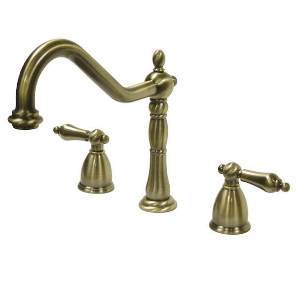 Widespread Kitchen Faucet, Antique Brass
